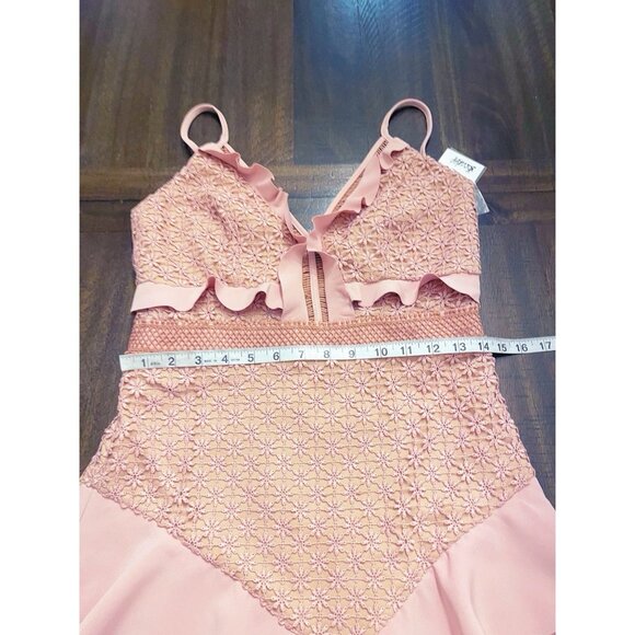 New Bardot Fae Dusty Pink Lace Ruffled Mini Dress Size 6 Whimsygoth Fairy Core - Picture 7 of 9